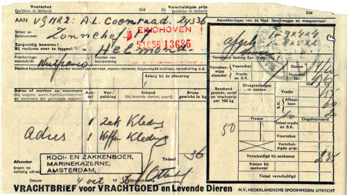 vrachtbrief voor kleding