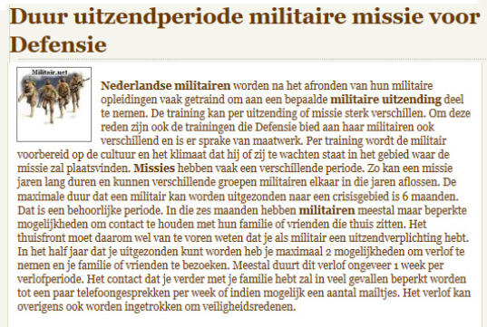 duur uitzendperiode militaire missie