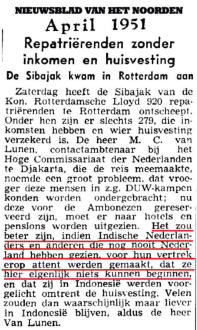 Krantenartikle aankomst in Rotterdam